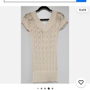 WOMENS CACHE IVORY METALLIC SWEATER DRESS/SWEATER SZ MED